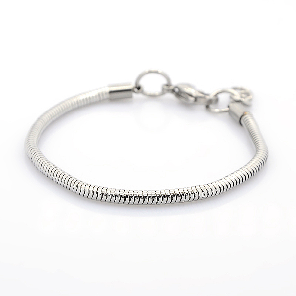 304 Stainless Steel European Style Round Snake Chains Bracelets