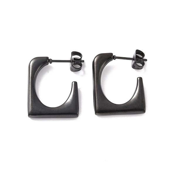 

PandaHall Ion Plating(IP) 304 Stainless Steel Rectangle Stud Earrings, Half Hoop Earrings for Women, Electrophoresis Black, 20.5x17.5x3mm...