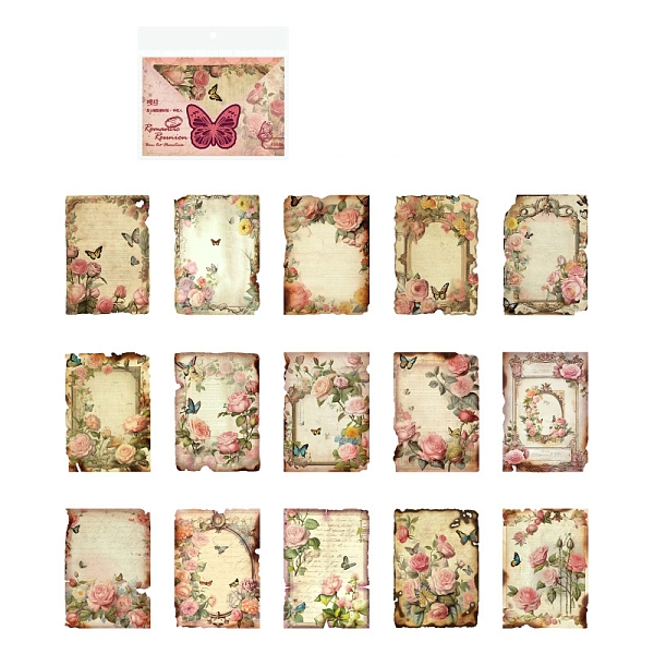 

PandaHall 30 Sheets 15 Styles Stamp Theme Floral Scrapbook Paper Pads Book, for DIY Album Scrapbook, Greeting Card, Background Paper, Diary...