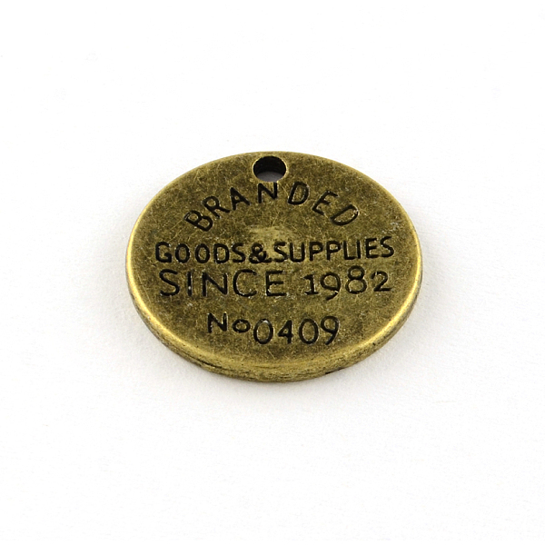 

PandaHall Tibetan Style Alloy Pendants, Flat Round with Word, Cadmium Free & Lead Free, Antique Bronze, 19x1.5mm, Hole: 1.5mm, about...