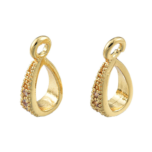 

PandaHall Brass Micro Pave Clear Cubic Zirconia Tube Bails, Loop Bails, Nickel Free, Teardrop, Real 14K Gold Plated, 11.5x6x3mm, Hole: 1.6mm...