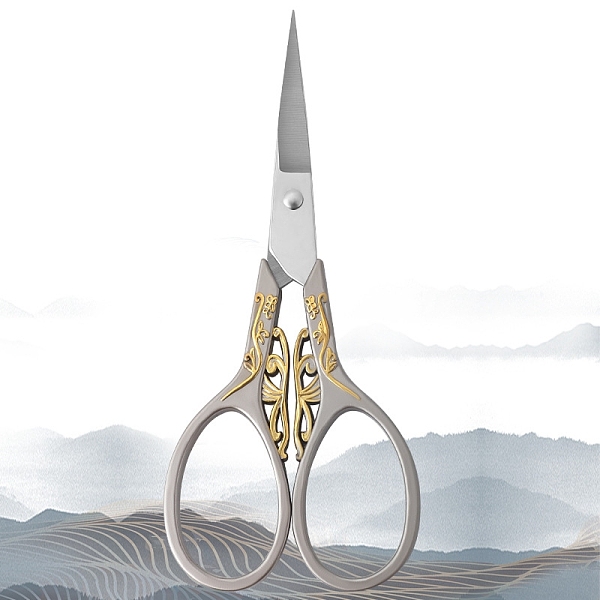 

PandaHall Stainless Steel Scissors, Embroidery Scissors, Sewing Scissors, with Zinc Alloy Handle, Silver, 110x47mm Stainless Steel