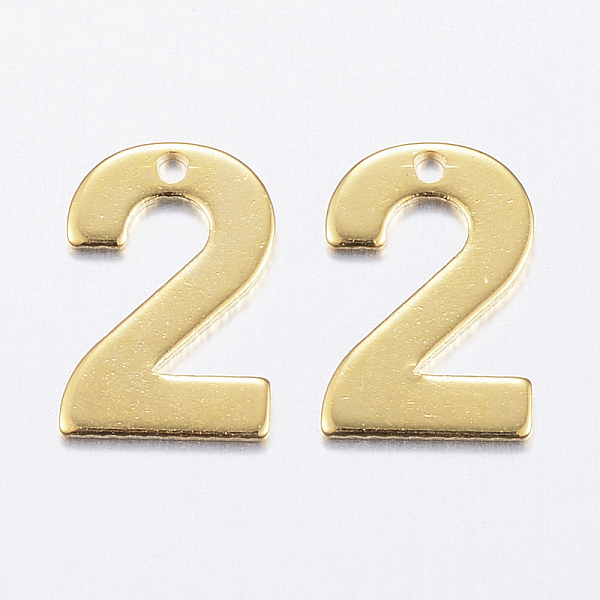 

PandaHall 201 Stainless Steel Charms, Number, Num.2, Golden, 11x7.5x0.8mm, Hole: 1mm 201 Stainless Steel Number