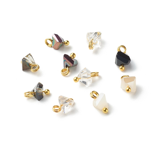 

PandaHall Electroplate Glass Charms, with Brass Ball Head Pins, Triangle, Clear, 8x6x4.5mm, Hole: 1.8mm Glass Triangle Clear