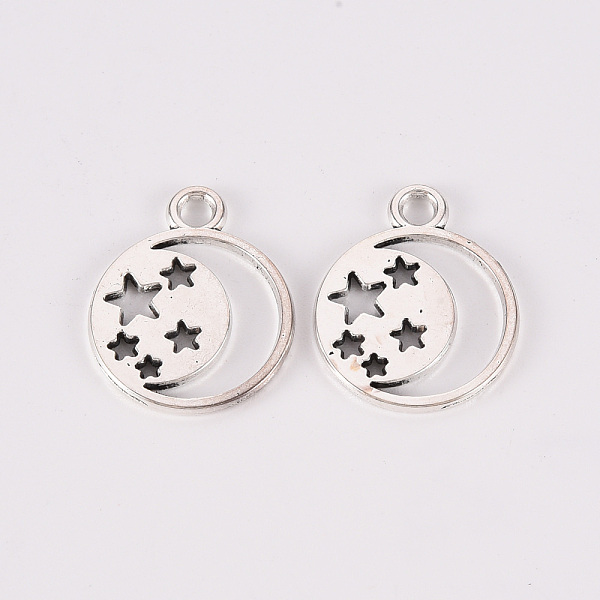 

PandaHall Tibetan Style Alloy Pendants, Lead Free & Cadmium Free, Flat Round with Star, Antique Silver, 20x16x1mm, Hole: 2.5mm, about...
