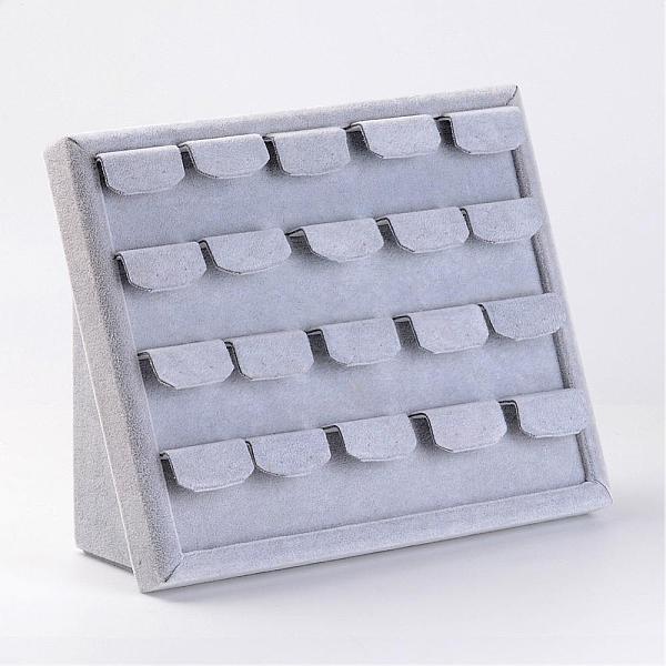 

PandaHall Wood Earrings Displays, Covered with Velvet, Gray, 20.4x25.1x9.8cm Velvet Gray