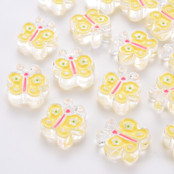 

PandaHall Transparent Acrylic Beads, with Enamel, Butterfly, Yellow, 25x24x9mm, Hole: 3mm Acrylic Butterfly Yellow