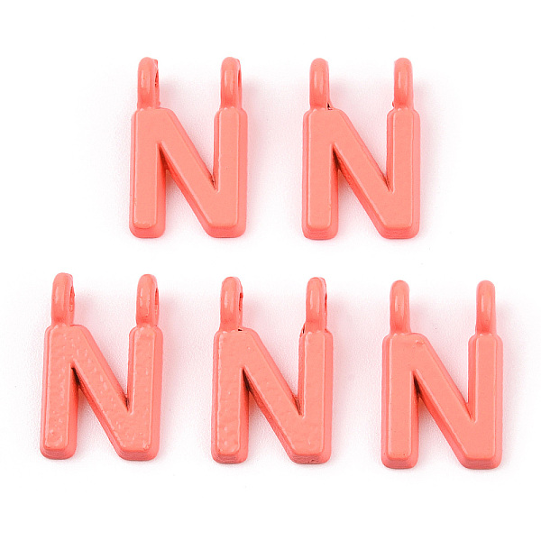 

PandaHall Rack Plating Spray Painted Alloy 2-Loop Link Pendants, Letter Charms, Lead Free & Nickel Free & Cadmium Free, Letter.N, 14.5x9x2mm..., Red