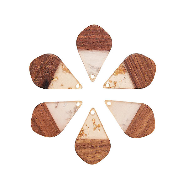 

PandaHall Transparent Resin & Walnut Wood Pendants, with Foil, Waxed, Teardrop, Mixed Color, 28x18x3.5mm, Hole: 1.8mm, 12pcs/box Resin+Wood..., Multicolor