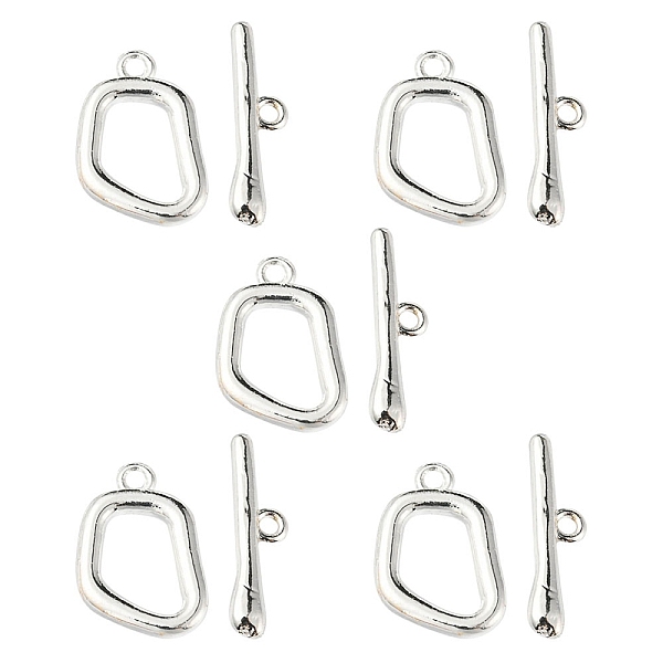 

PandaHall Alloy Toggle Clasps, Irregular Oval Shape, Matte Silver Color, Ring: 17x12x2.5mm, Bar: 6x21.5x2mm, Hole: 1.4mm Alloy Oval