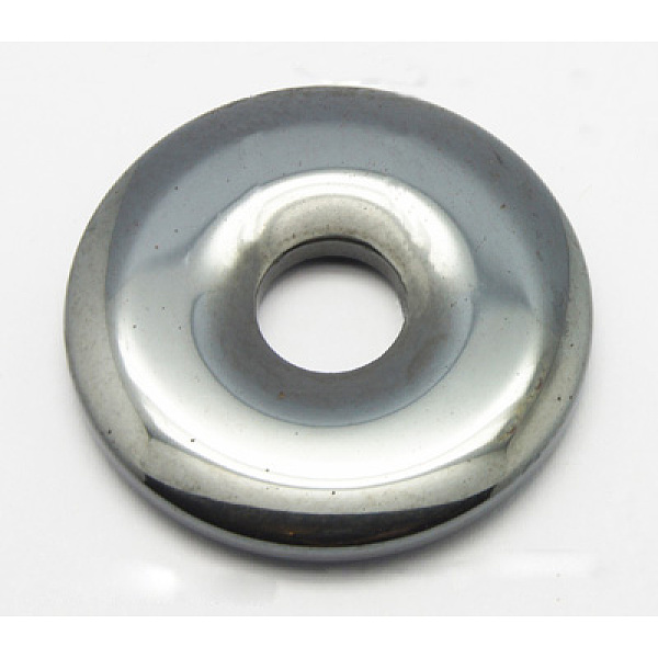 

PandaHall Non-magnetic Synthetic Hematite Big Pendants, Donut/Pi Disc, Black, 50x7mm, Hole: 10~11mm Non-magnetic Hematite Donut Black