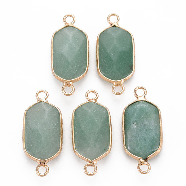 

PandaHall Natural Green Aventurine Link Connectors, with Golden Plated Brass Edge and Loop, Faceted, Oval, 29x13x6~7mm, Hole: 2mm Green...