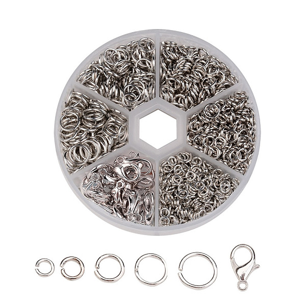 

PandaHall Zinc Alloy Lobster Claw Clasps , with Iron Open Jump Rings, Platinum, 80x20mm Alloy Others