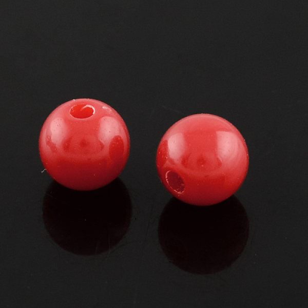 

PandaHall Fluorescent Acrylic Beads, Round, Red, 6mm, Hole: 1.5mm, about 3850pcs/500g Acrylic Round Red