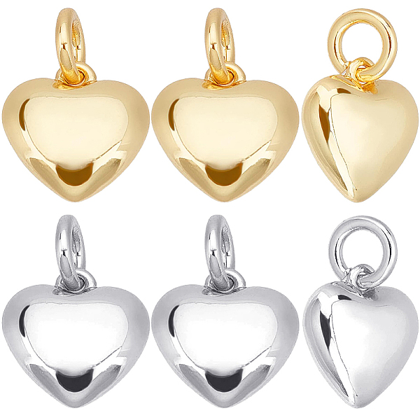 

PandaHall Beebeecraft 10Pcs 2 Colors Brass Pendants, Long-Lasting Plated, with Jump Ring, Heart, Real Gold Plated & Real Platinum Plated...