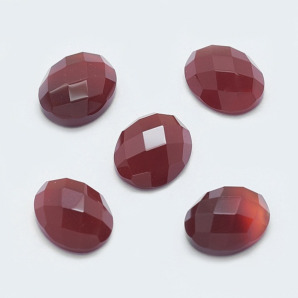

PandaHall Natural Carnelian Cabochons, Faceted, Oval, 10x8x4mm Carnelian Oval