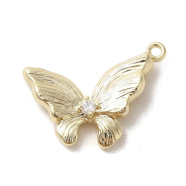 

PandaHall Brass Micro Pave Cubic Zirconia Pendants, Butterfly, Golden, 19.5x14~15x3.5mm, Hole: 1.2mm Brass+Cubic Zirconia Butterfly Clear