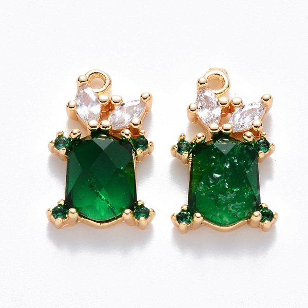 

PandaHall Brass Cubic Zirconia & Glass Charms, Nickel Free, Tortoise, Real 18K Gold Plated, Green, 14.5x9x4mm, Hole: 1mm Brass+Glass...