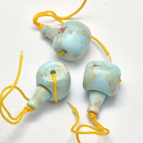 

PandaHall Natural Gemstone 3 Hole Guru Beads, T-Drilled Beads, 21~24x10.5~12x11.5~12.5mm, Hole: 1.8mm, 2mm Shoushan Stone Others