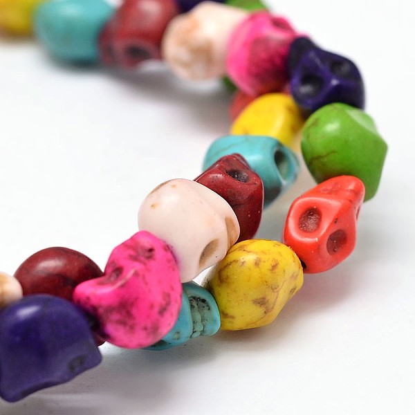 

PandaHall Dyed Synthetic Turquoise Bead Strands, Skull, Mixed Color, 10x8x10mm, Hole: 1mm, about 38~40pcs/strand, 15~15.5 inch Synthetic..., Multicolor