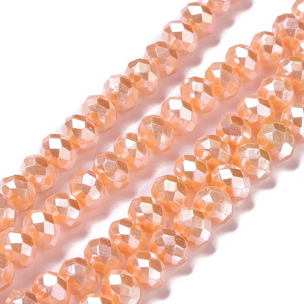 

PandaHall Opaque Glass Beads Strands, Faceted, Rondelle, Dark Orange, 8x6mm, Hole: 1mm, about 98pcs/strand, 24.02''(61cm) Glass Rondelle