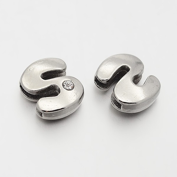 

PandaHall Letter Slider Beads for Watch Band Bracelet Making, Platinum Plated Alloy Crystal Rhinestone Slide Charms, Cadmium Free & Nickel..., Clear