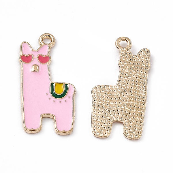 

PandaHall Alloy Enamel Pendants, Light Gold, Alpaca Charm, Light Gold, Pink, 27.5x13x1mm, Hole: 1.8mm Alloy+Enamel Other Animal Pink