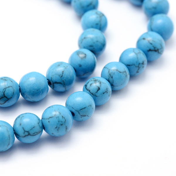 

PandaHall Synthetic Howlite Bead Strand, Dyed, Round, Deep Sky Blue, 6mm, Hole: 1mm, about 66pcs/strand, about 15 inch Howlite Round Blue