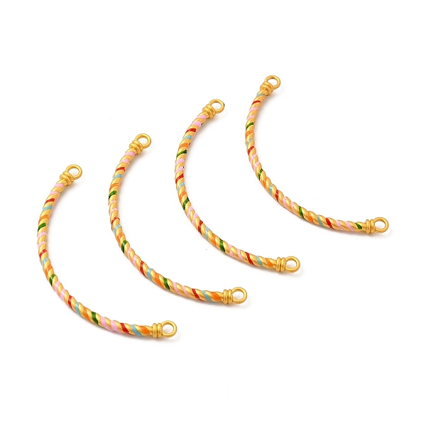 

PandaHall Alloy Connector Charms, with Enamel, Curved Tube Links, Golden, Colorful, 28x63x3mm, Hole: 2.8mm Alloy+Enamel Tube
