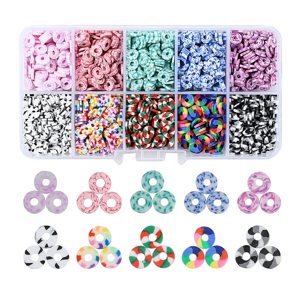 

PandaHall Handmade Polymer Clay Beads Strands, for DIY Jewelry Crafts Supplies, Heishi Beads, Disc/Flat Round, Mixed Color, 6mm, Hole..., Multicolor