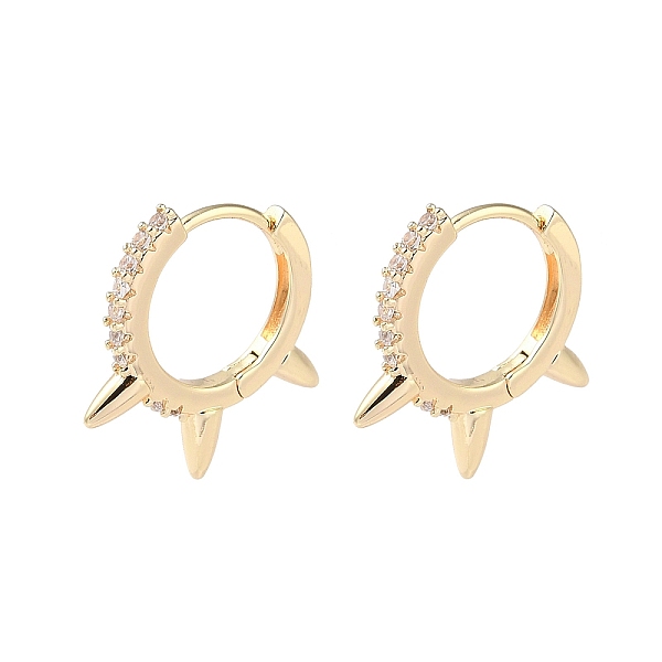 

PandaHall Brass Micro Pave Cubic Zirconia Hoop Earrings, Spike, Real 18K Gold Plated, 16.5x2mm Cubic Zirconia Clear