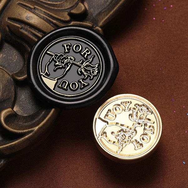

PandaHall For You Wax Seal Brass Stamp Heads, for Wax Seal Stamp, Golden, Word, 25x15mm, Inner Diameter: 7mm Brass Word