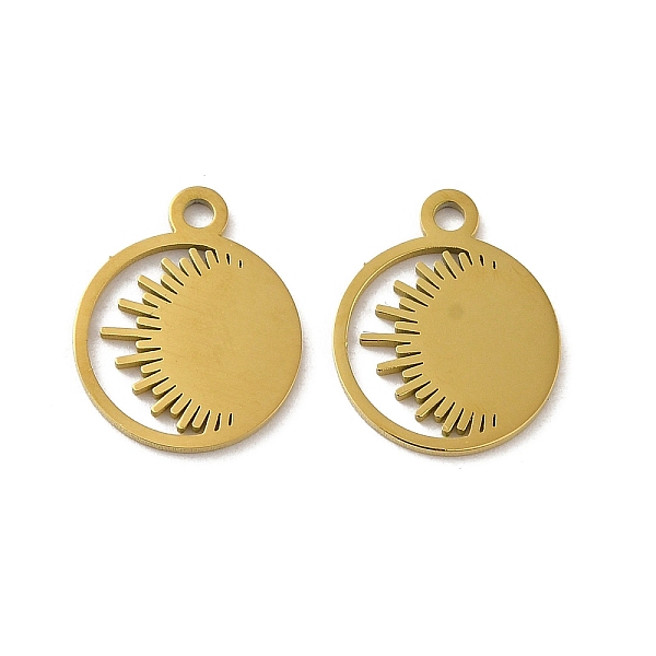 

PandaHall Ion Plating(IP) 304 Stainless Steel Charms, Laser Cut, Flat Round with Sun Charm, Golden, 14.5x12x1mm, Hole: 1.5mm 304 Stainless...
