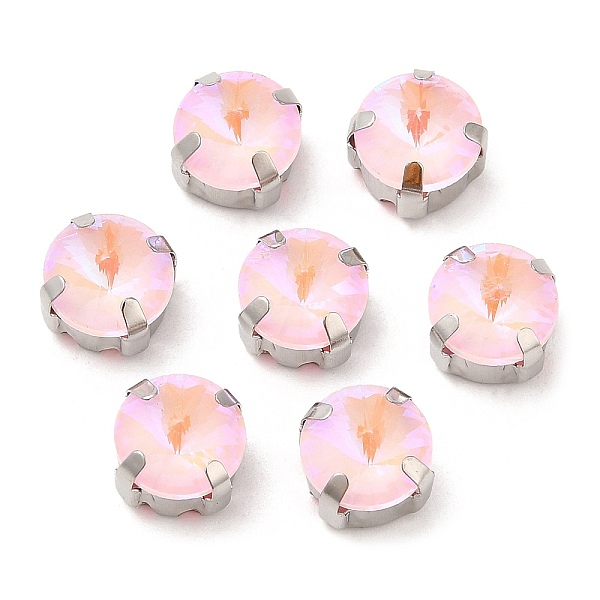 

PandaHall Mocha Fluorescent(MI) Flat Round Sew on Rhinestone, Multi-strand Links, with Brass Prong Settings, Garments Accessories, Light..., Pink