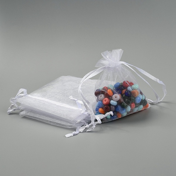 

PandaHall Rectangle Organza Bags, White, 10x8cm Organza Rectangle White