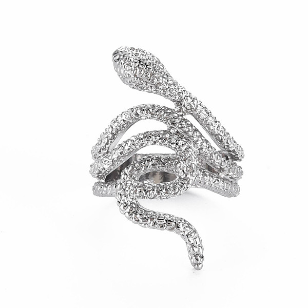 

PandaHall Snake Shape Rack Plating Alloy Wide Band Rings, Cadmium Free & Lead Free, Platinum, US Size 8 1/4(18.3mm) Alloy
