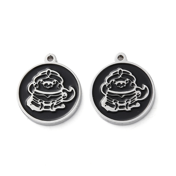 304 Stainless Steel Black Enamel Charms