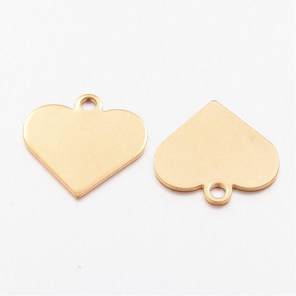 

PandaHall Ion Plating(IP) 304 Stainless Steel Charms, Stamping Blank Tag Pendant, Heart, Golden, 15.5x16x0.7mm, Hole: 1.5mm 304 Stainless...
