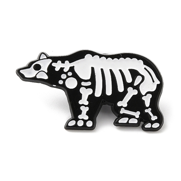 

PandaHall Halloween Skeleton Enamel Pins, Electrophoresis Black Alloy Badge for Backpack Clothes, Bear, 18x33x1.5mm Alloy+Enamel Bear White