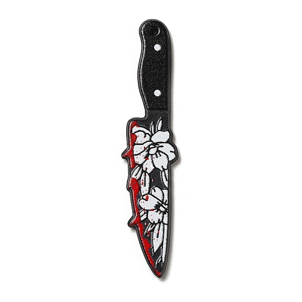 

PandaHall Printed Opaque Acrylic Pendants, Flower, Knife, Flower, 57x12x2.3mm, Hole: 1mm Acrylic Flower