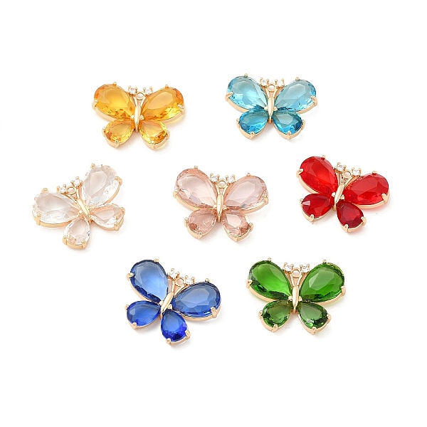 

PandaHall K9 Glass Pendants, with Light Gold Brass Finding, Faceted Butterfly Charms, Mixed Color, 21x27.5x5mm, Hole: 1.6mm K9 Glass..., Multicolor