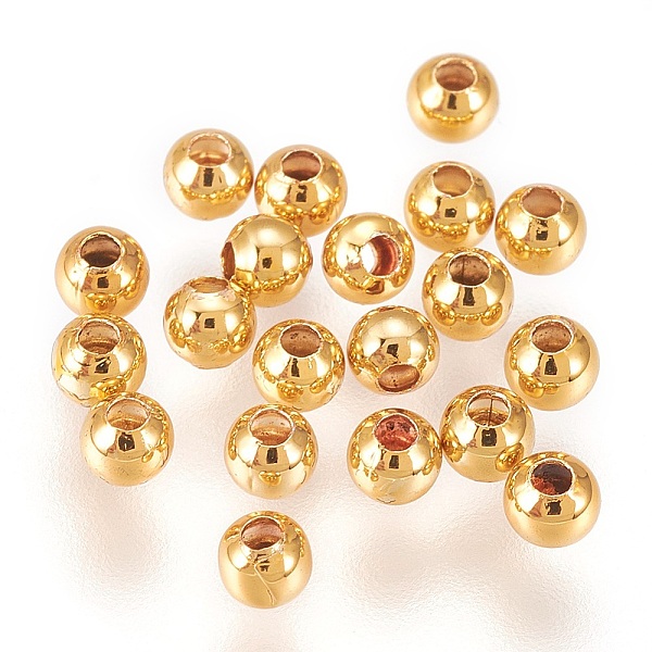 

PandaHall Brass Beads, Long-Lasting Plated, Round, Golden, 8x7.5mm, Hole: 1.6mm, 200pcs/set Brass Round