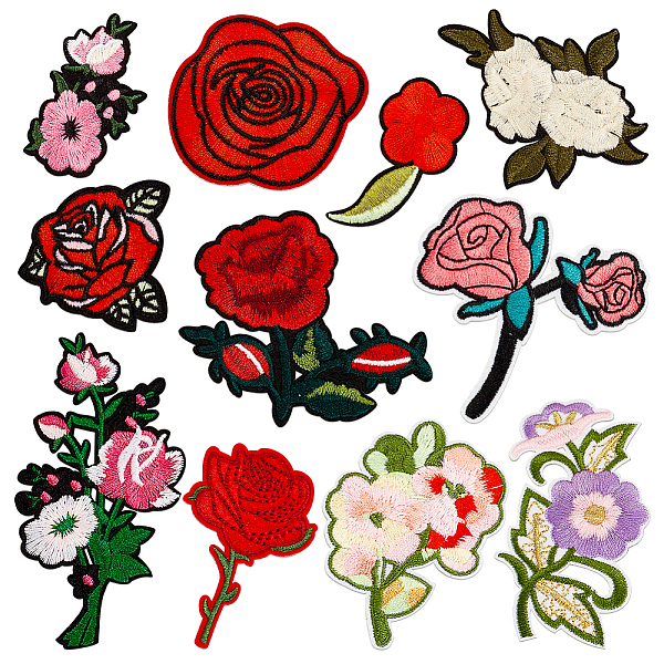 

PandaHall AHADERMAKER 1Set Rose & Plum Blossom Cloth Embroidery Applqiues, Iron on/Sew on Patches, Costume Ornament Accessories, Mixed Color..., Multicolor