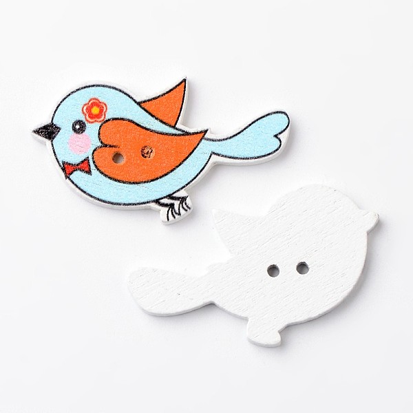 

PandaHall Bird 2-Hole Wooden Buttons, Mixed Color, 24x40x2.5mm, Hole: 2mm Wood Bird Multicolor