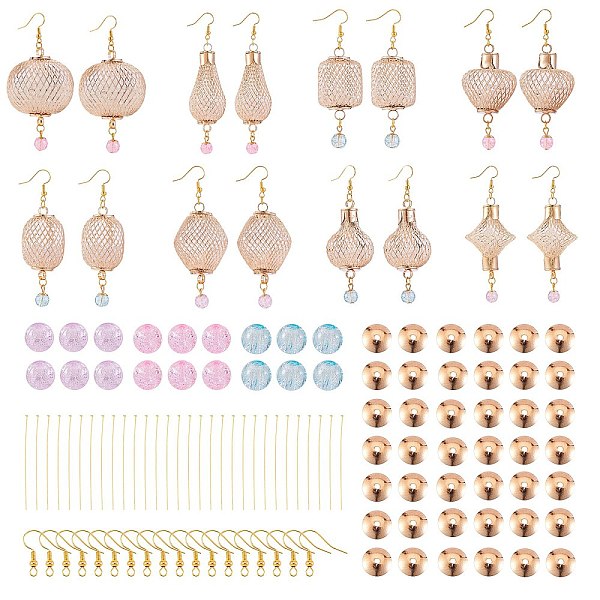 

PandaHall DIY Lattern Drop Earring Making Kit, Including Iron Rhinestone Links, Iron Bead Caps Pins, Glass Crackle Beads, Brass Earrings..., Clear