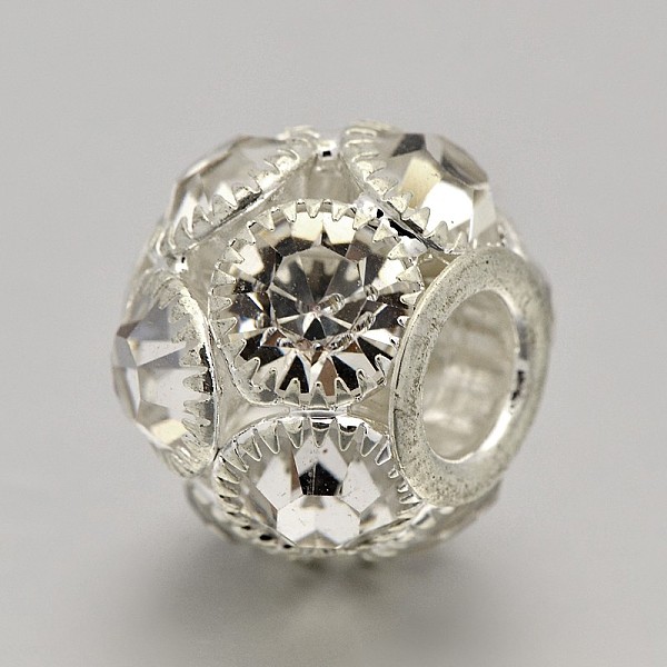 

PandaHall Silver Color Plated Brass Grade A Rhinestone Rondelle Beads, Crystal, 11x9mm, Hole: 3mm Brass+Rhinestone Rondelle Clear