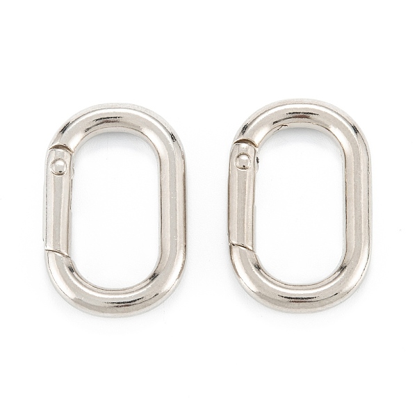 

PandaHall Zinc Alloy Spring Gate Rings, Oval, Platinum, 31x20x4mm, Inner Diameter: 22.5x12mm Alloy