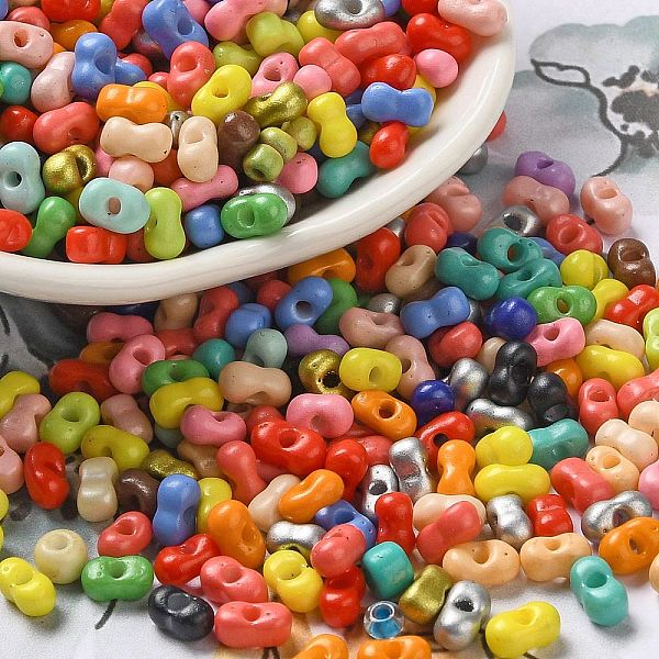 

PandaHall Baking Paint Glass Seed Beads, Peanut, Mixed Color, 5.5~6x3~3.5x3mm, Hole: 1~1.2mm, about 4000pcs/pound Glass Peanut Multicolor