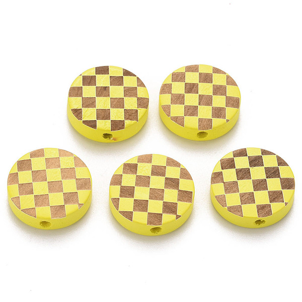 

PandaHall Painted Natural Wood Beads, Laser Engraved Pattern, Flat Round with Grid Pattern, Yellow, 15x5mm, Hole: 1.8mm Schima Wood Flat...