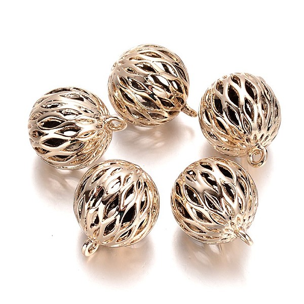 

PandaHall Hollow Alloy Round Pendants, Long-Lasting Plated, Light Gold, 29x24mm, Hole: 3mm Alloy Round